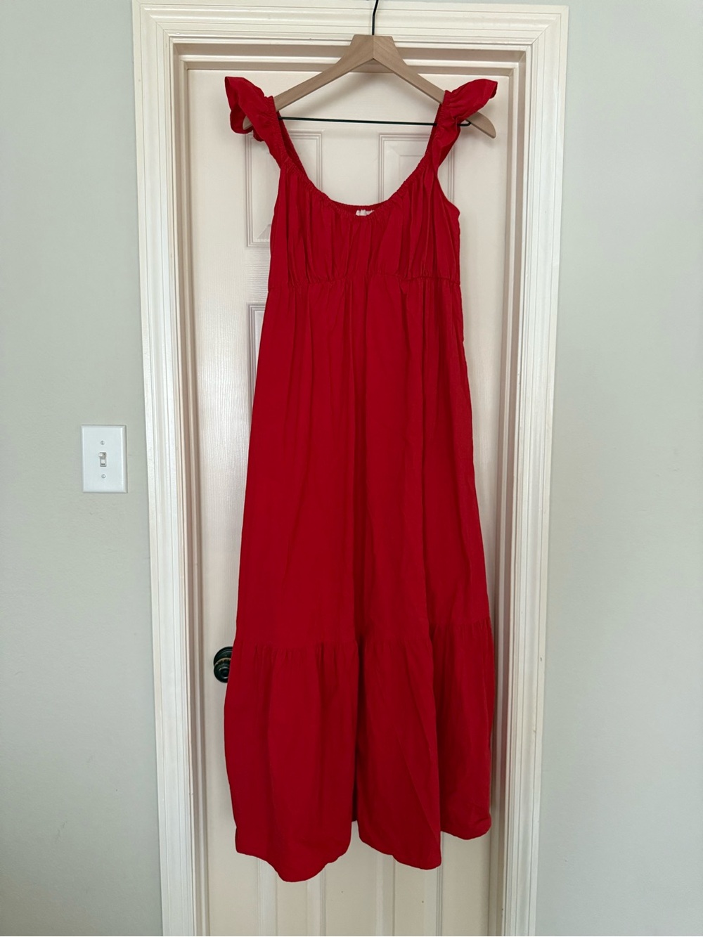 Universal threads Red Sleeveless Maxi Dress with Ruffle Shoulder Straps